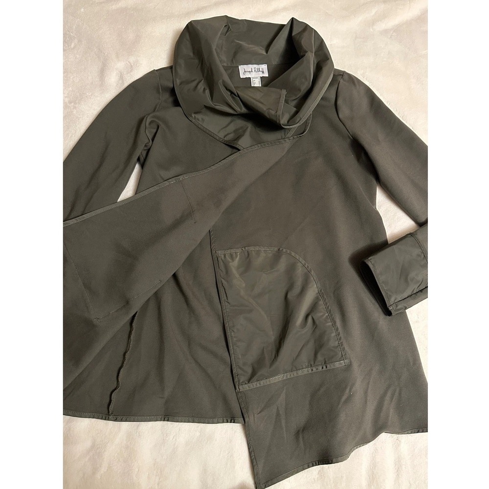 Joseph Ribkoff Cowl Neck Straight Line Jacket Olive Green 8 Modern Sophisticated